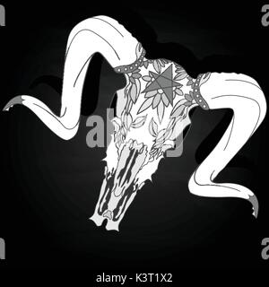 Crâne - illustration dessiné à la main, isolé. Pour tatouage ou t-shirt design. Illustration de Vecteur