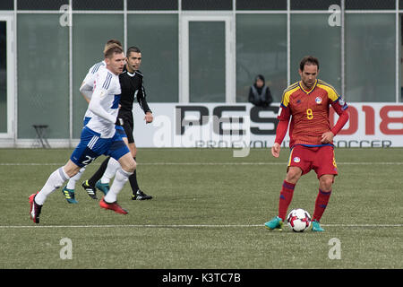 Mal Pais, Costa Rica. 06Th Sep 2017. Îles Féroé, Torshavn - septembre 3, 2017. Marcio Vieira (8) d'Andorre vu au cours de la qualification de la Coupe du monde entre les îles Féroé et l'Andorre à Torsvoellur Stadion à Torshavn. Gonzales : Crédit Photo/Alamy Live News Banque D'Images