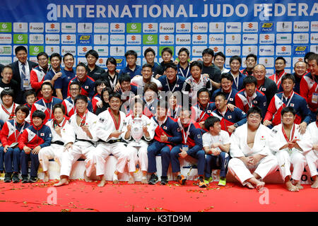 Budapest, Hongrie. Sep, 2017 3. L'équipe nationale du Japon (JPN), le 3 septembre 2017 - SUZUKI : Judo Championnat du monde de judo 2017 Budapest Budapest photo session au domaine du sport à Budapest, Hongrie. Credit : Yusuke Nakanishi/AFLO SPORT/Alamy Live News Banque D'Images