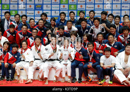 Budapest, Hongrie. Sep, 2017 3. L'équipe nationale du Japon (JPN), le 3 septembre 2017 - SUZUKI : Judo Championnat du monde de judo 2017 Budapest Budapest photo session au domaine du sport à Budapest, Hongrie. Credit : Yusuke Nakanishi/AFLO SPORT/Alamy Live News Banque D'Images