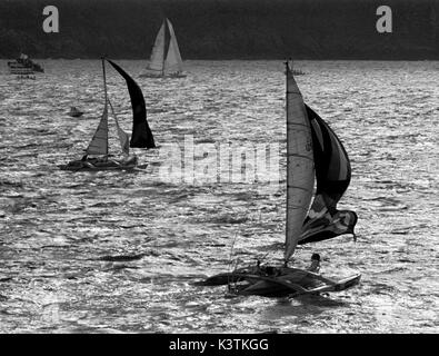 AJAXNETPHOTO, novembre, 1982. ST.MALO, FRANCE. - ROUTE DU RHUM - LE TÉLÉGRAMME DE BREST (YVES LE CORNEC) au démarrage. PHOTO:JONATHAN EASTLAND/AJAX REF:821007 15 Banque D'Images