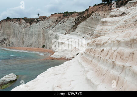 L'Europe,Italie Sicile, Agrigente, district de Realmonte. Plage d'échelle turc Banque D'Images