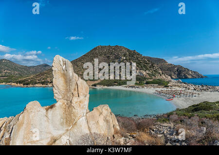 Italie, Sardaigne, Villasimius, Punta Molentis beach. Banque D'Images