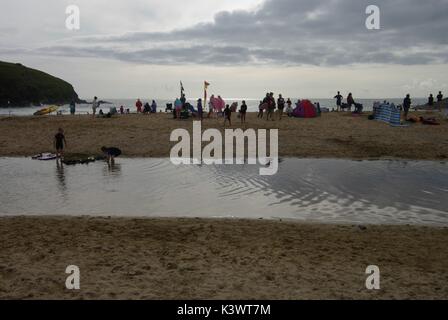 Scène de plage de Cornouailles, Poldhu Banque D'Images