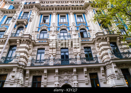 Façades Art Nouveau, Riga, Lettonie. Banque D'Images