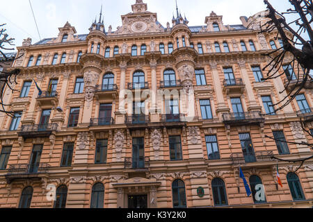 Façades Art Nouveau, Riga, Lettonie. Banque D'Images