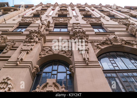 Façades Art Nouveau, Riga, Lettonie. Banque D'Images