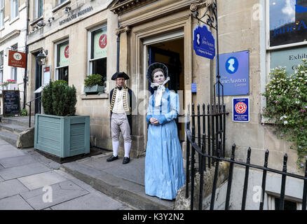 En dehors du Centre Jane Austen, Bath, Angleterre, Royaume-Uni Banque D'Images