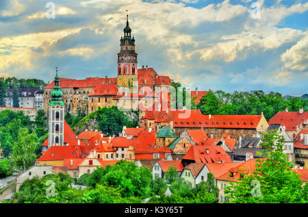 Vue de la ville de Cesky Krumlov, un site du patrimoine de l'UNESCO en République Tchèque Banque D'Images