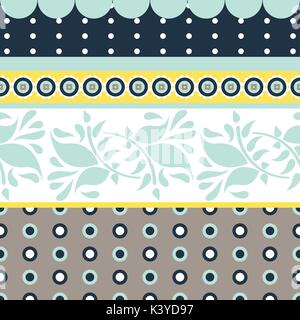 Gris et Bleu floral Folk seamless vector pattern. Illustration de Vecteur