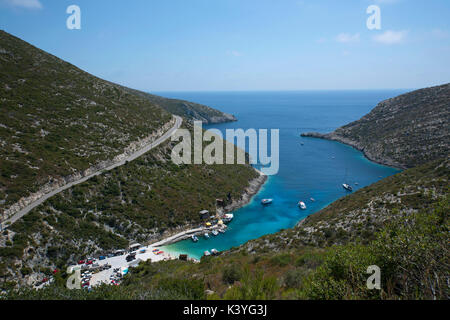 Vue sur porto vromi noth sur la côte ouest de l'île de Zante en Grèce Banque D'Images