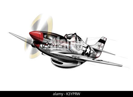 P-51 Mustang WWII Airplane Illustration Banque D'Images