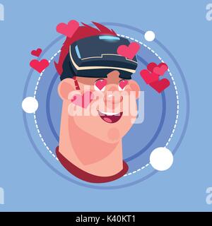 Happy Smiling Man Wearing Emoji Hommes Lunettes virtuelles 3d icône émotion Expression faciale Avatar Concept Illustration de Vecteur