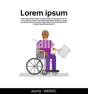 Senior African American Man sur fauteuil Grand-père Illustration de Vecteur