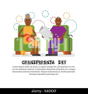 Les grands-parents Couple ensemble heureux grand-mère et grand-père Day Greeting Card Banner Illustration de Vecteur