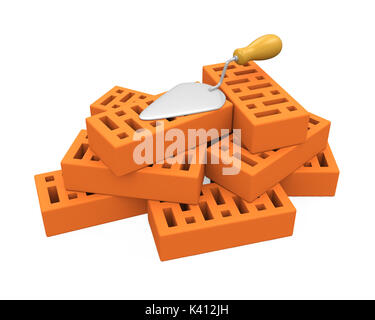 Briques et isolé de la truelle Banque D'Images