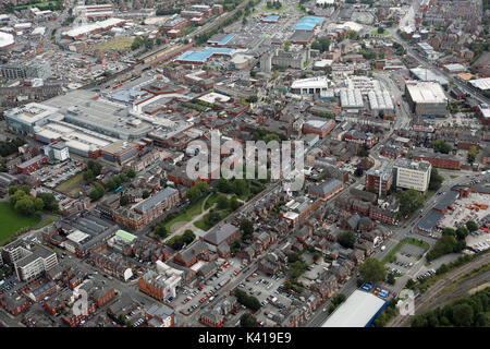 Vue aérienne du centre-ville de Warrington, Royaume-Uni, y compris la place de Palmyre Banque D'Images