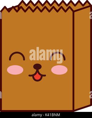 Kawaii sac papier vide élément commercial boulangerie Illustration de Vecteur