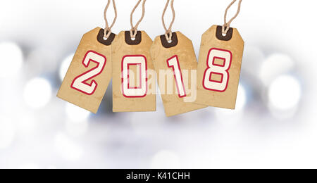 Art Noël, Nouvel An 2018 et les vacances de décoration lumière sur fond flou Banque D'Images