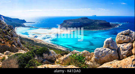 L'une des plus belles plages de Grèce - baie de Balos en Crète Banque D'Images