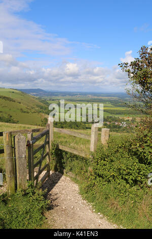 Embrassant un embarquement au Devil's Dyke sur les South Downs près de Brighton, Sussex Banque D'Images