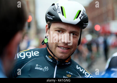 L'équipe de Dimension Data Edvald Boasson Hagen après avoir remporté la deuxième étape du Tour of Britain Énergie OVO de Kielder Water et parc forestier de Blyth. Banque D'Images