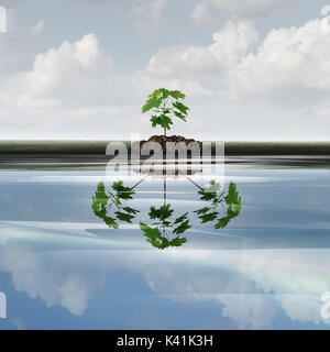 La croissance future business concept comme un jeune arbre arbre avec un reflet de plusieurs plantes comme un symbole d'expansion ou de croissance symbole corporate marketing Banque D'Images