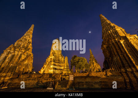 Temple Wat Chaiwatthanaram à Ayutthaya Historical Park, Thailand Banque D'Images