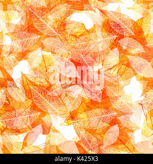 L'aquarelle transparente motif de feuilles d'automne d'or Banque D'Images