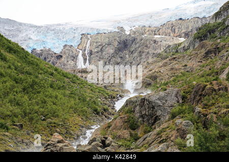 Buerdalen valley et des glaciers dans le parc national de folgefonna en Norvège Banque D'Images