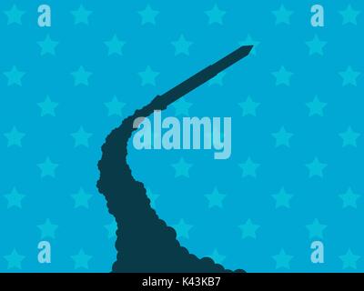 Lancement d'un missile nucléaire. Lancement d'un missile balistique. Vector illustration Illustration de Vecteur