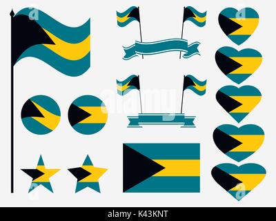 Bahamas . Ensemble de symboles, d'un drapeau dans le cœur. Vector illustration Illustration de Vecteur