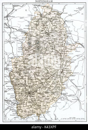 Carte antique, vers 1875, de Bourgogne Banque D'Images