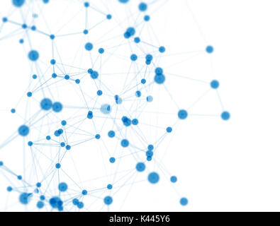 Réseau de points connectés isolé sur fond blanc Banque D'Images