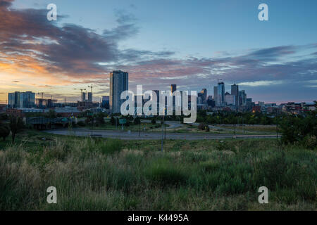 Un matin, vue de la ville de Denver. Banque D'Images