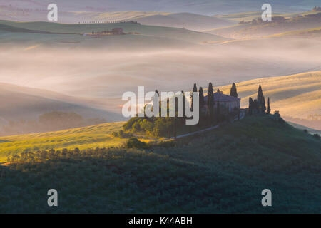 Podere Belvedere une ferme en Val d'Orcia, Toscane - Italie, Europe Banque D'Images