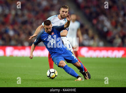 ROBERT MAK DE SLOVAQUIE EST CHAL L'ANGLETERRE V LA SLOVAQUIE AU STADE DE WEMBLEY Londres Angleterre 04 Septembre 2017 Banque D'Images