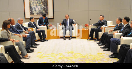 Xiamen, Fujian, Chine. 16Th Jun 2017. Le président égyptien Abdel-Fattah al-Sisi assiste à les BRICS Business Forum à Xiamen, dans le sud-est de la province de Fujian en Chine, le 4 septembre 2017 : Crédit Bureau Président égyptien/APA/Images/fil ZUMA Alamy Live News Banque D'Images