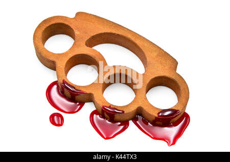 Brass knuckles avec du sang Banque D'Images