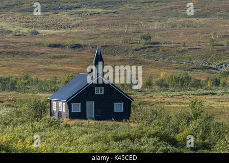 Aisaroaivi le Sapmi (chapelle aux couleurs de l'automne Banque D'Images