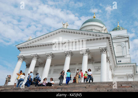 Vue de la cathédrale d'Helsinki en place du Sénat dans la capitale d'Helsinki Banque D'Images