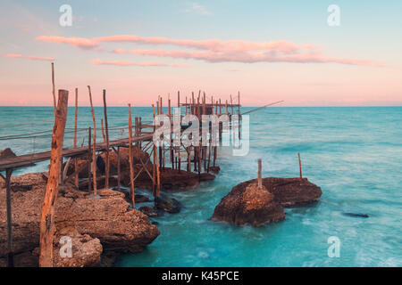 L'Europe,Italie,Abruzzes Ortona Chieti,district. Côte Trabocchi Banque D'Images