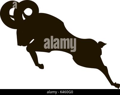 La silhouette d'une montagne sauvage ram. Illustration de Vecteur