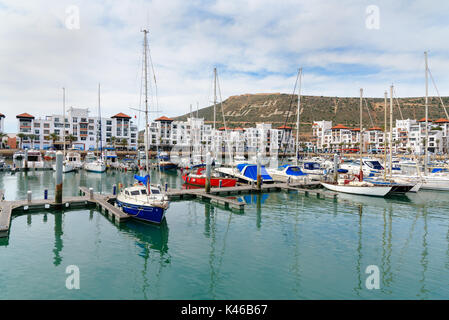 Agadir. Maroc - Décembre 23, 2016 : Avis de bateaux à port de plaisance Banque D'Images