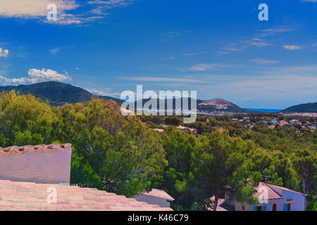 Vue panoramique à partir de Paguera, vers la baie de Palma, Majorque Banque D'Images