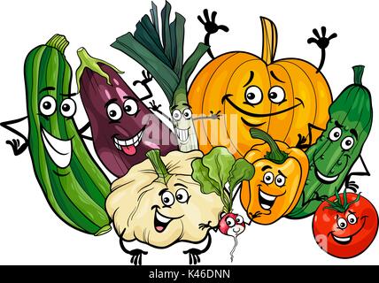 Cartoon Illustration de l'alimentation Groupe Caractères drôles de légumes Illustration de Vecteur