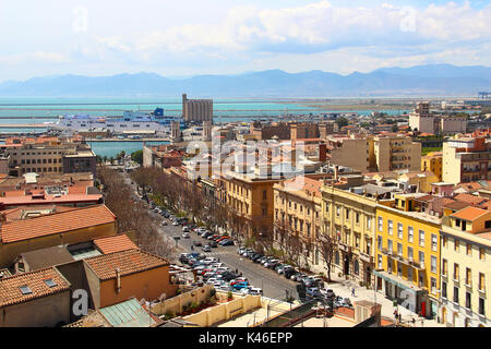 La ville de Cagliari, Sardaigne, Italie Banque D'Images