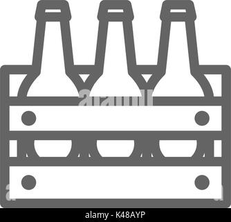 Simple les bouteilles de bière dans l'icône de la ligne du panier. Symbole et signe vector illustration design. Avc. modifiable Isolé sur fond blanc Illustration de Vecteur