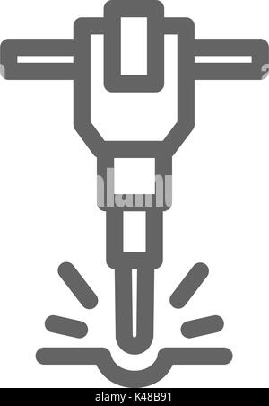 L'icône de la ligne simple marteau perforateur. Symbole et signe vector illustration design. Avc. modifiable Isolé sur fond blanc Illustration de Vecteur