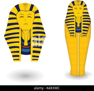 Le pharaon cercueil et masque sur blanc, vector design Illustration de Vecteur